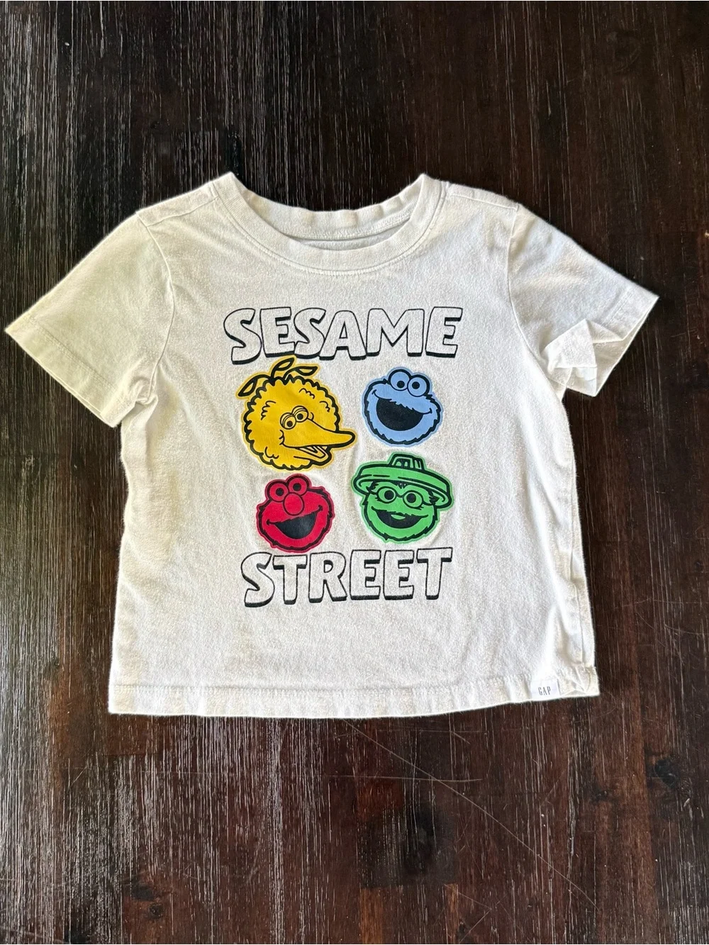 GAP White Sesame Street Characters Graphic Tee